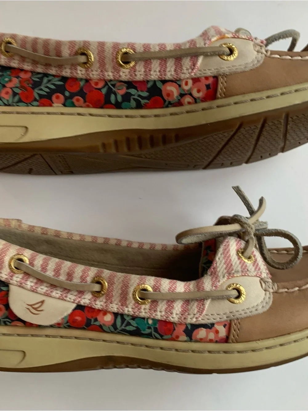 Sperry Woman Topsider Angelfish Stripes Flowers Slip On Boat Shoes
